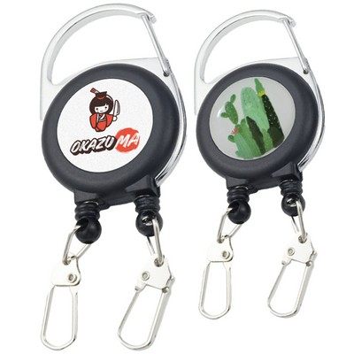 Round Carabiner Badge Reel w/ Dual Keyring