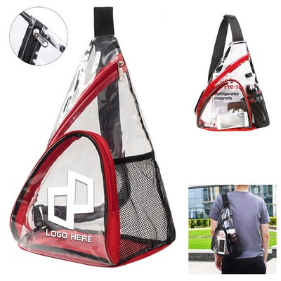 Clear Pvc Sling Bag Backpack W/ Side Pocket